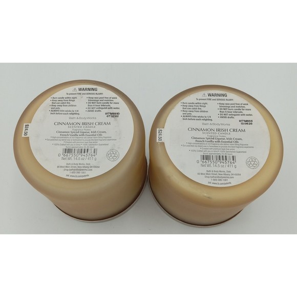 Lot Of 2 Bath & Body Works CINNAMON IRISH CREAM Large 3-Wick Scented Candle - Picture 4 of 4